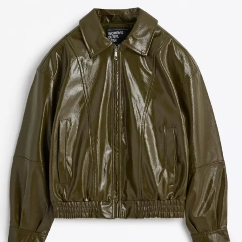 Green faux leather green Jacket🔥SALE